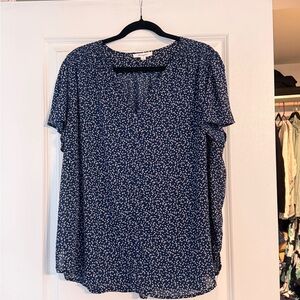Chic Navy Blue Polka Dot Women's Blouse